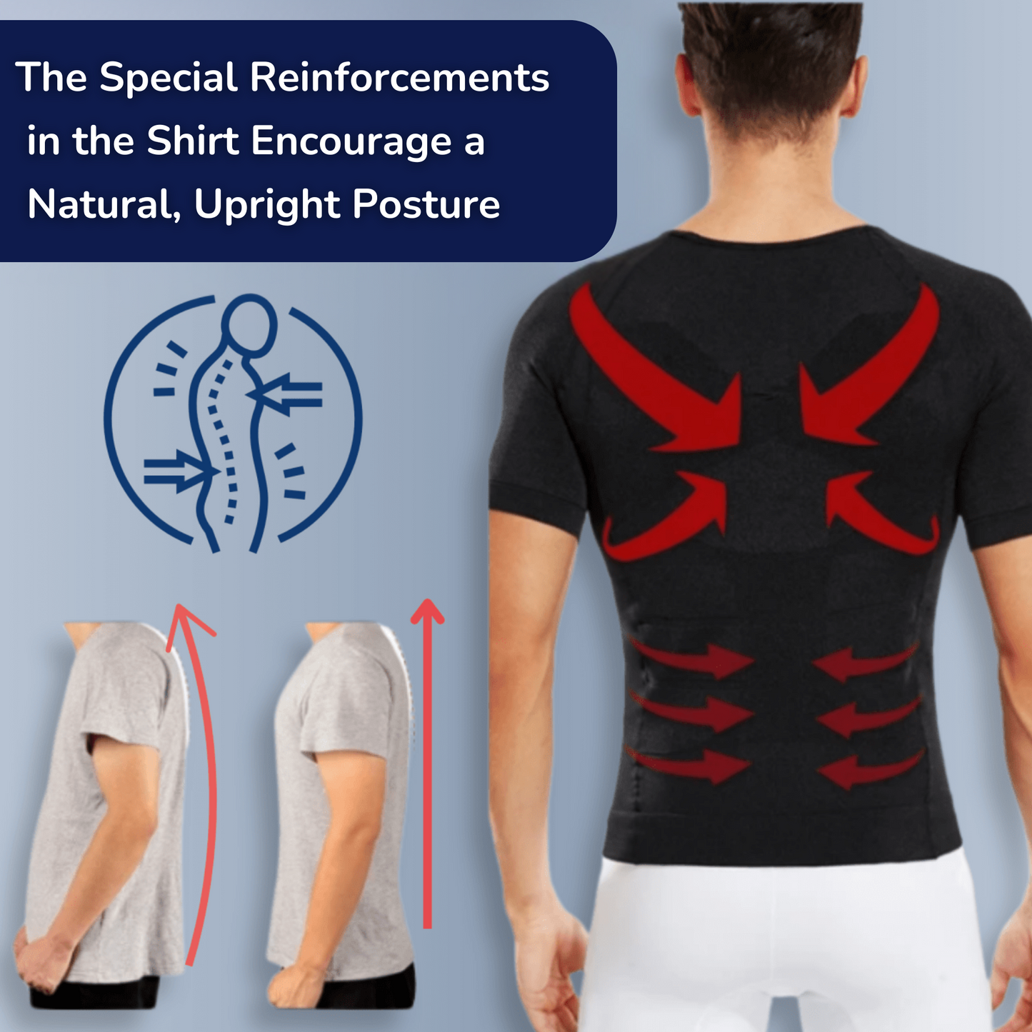 PerfectPosture – Compression T-Shirt – Slim and Confident Posture – Men