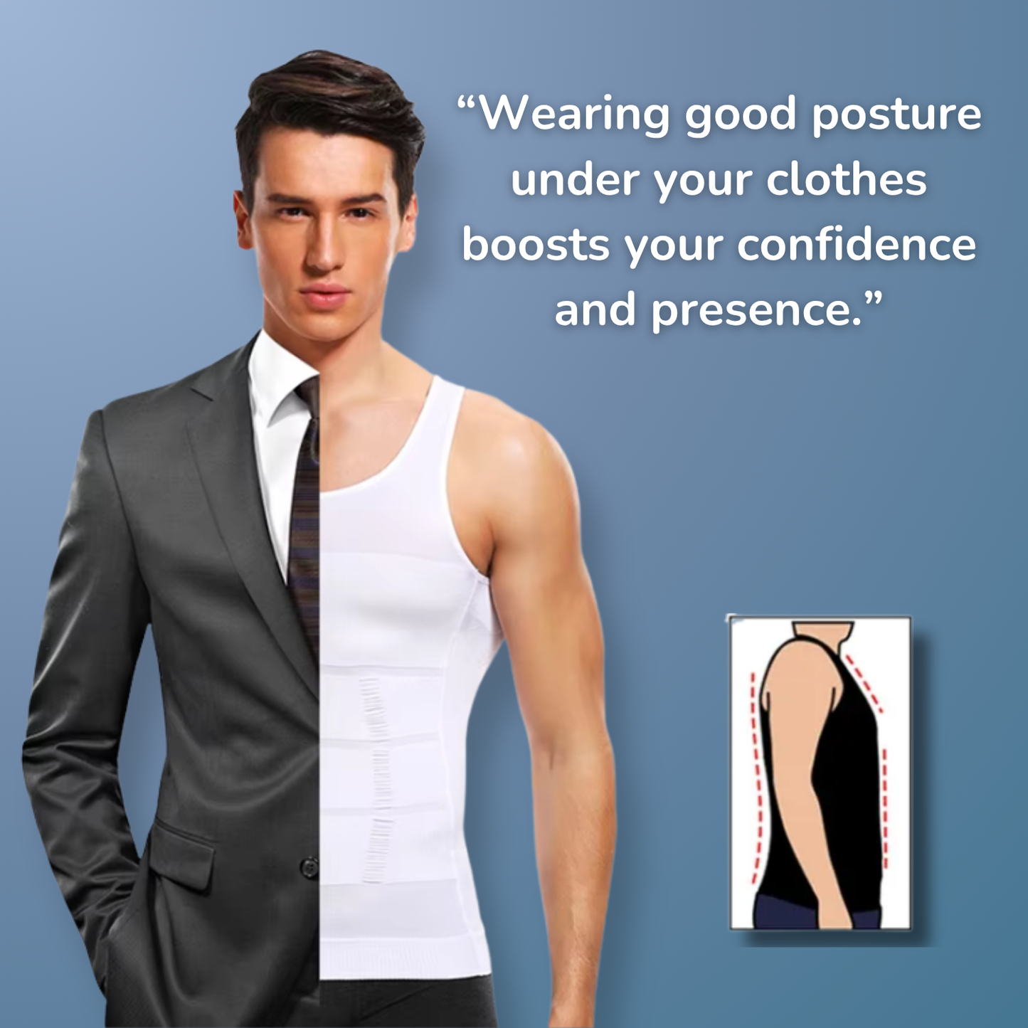 posture undershirt for a better posture without belts and straps. dutchposture dutch posture453