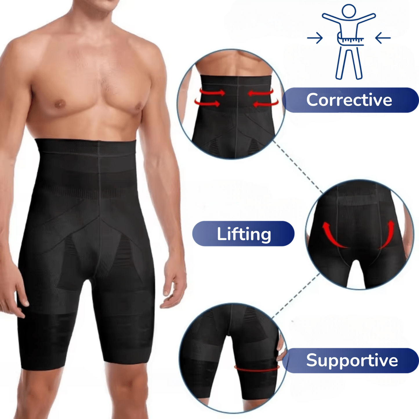 PerfectPosture – Kompressionshose – Oberschenkel- & Rumpfstütze – Herren