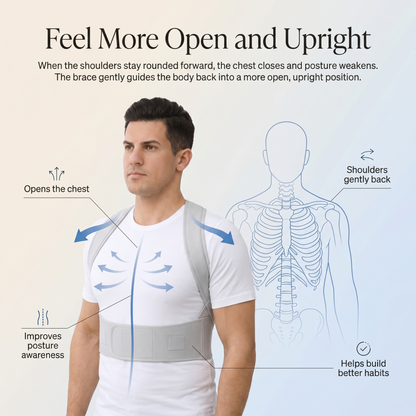 PerfectPosture helps reduce slouching by guiding the shoulders into better alignment, making it ideal for long sitting hours, desk work, and everyday posture support.