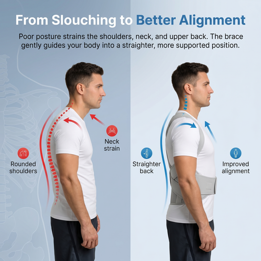 Experience better posture support with a brace designed to gently align the shoulders, stabilize the upper back, and reduce daily posture fatigue.