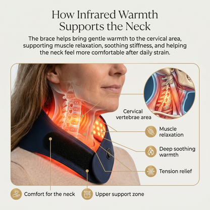 Helps relax stiff neck muscles with gentle infrared warmth around the cervical area.
