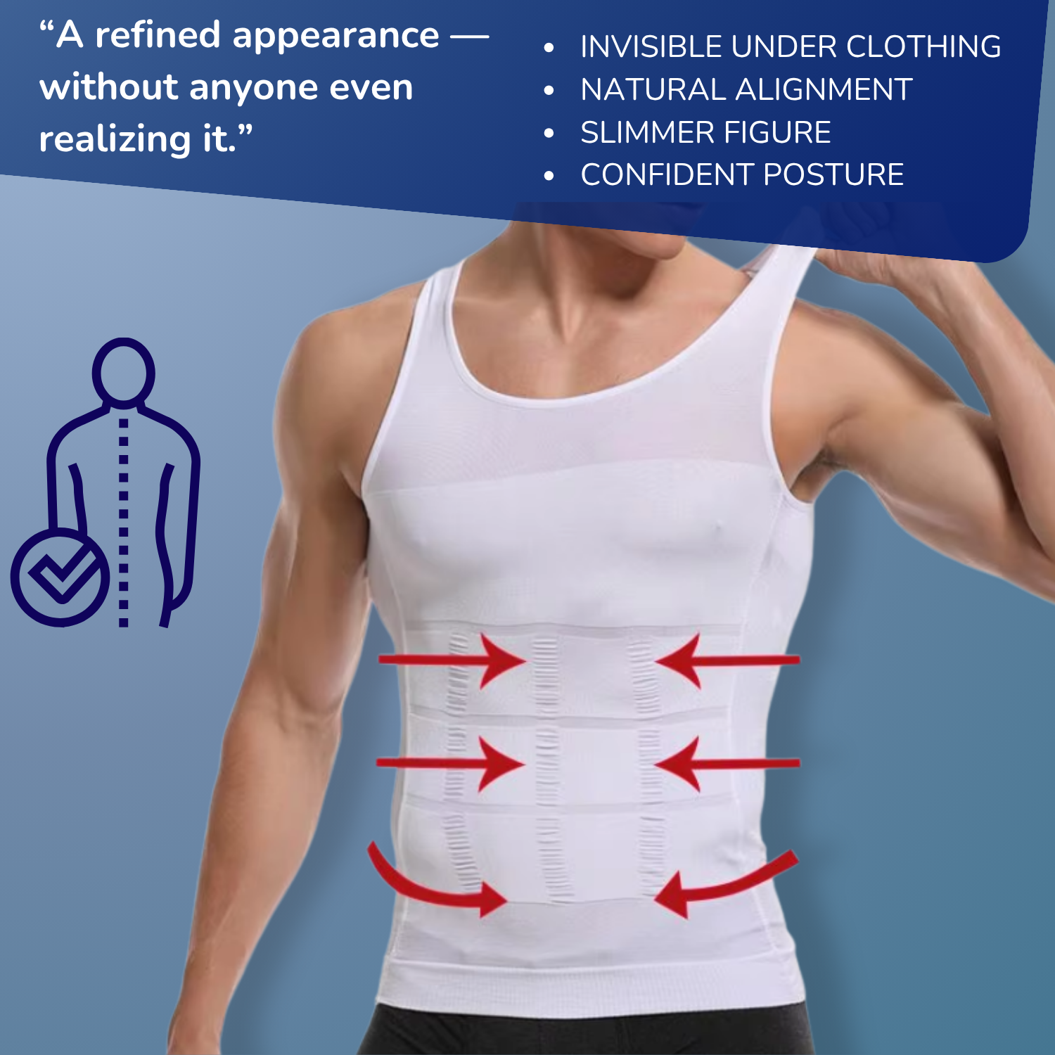 posture undershirt for a better posture without belts and straps. dutchposture dutch posture43