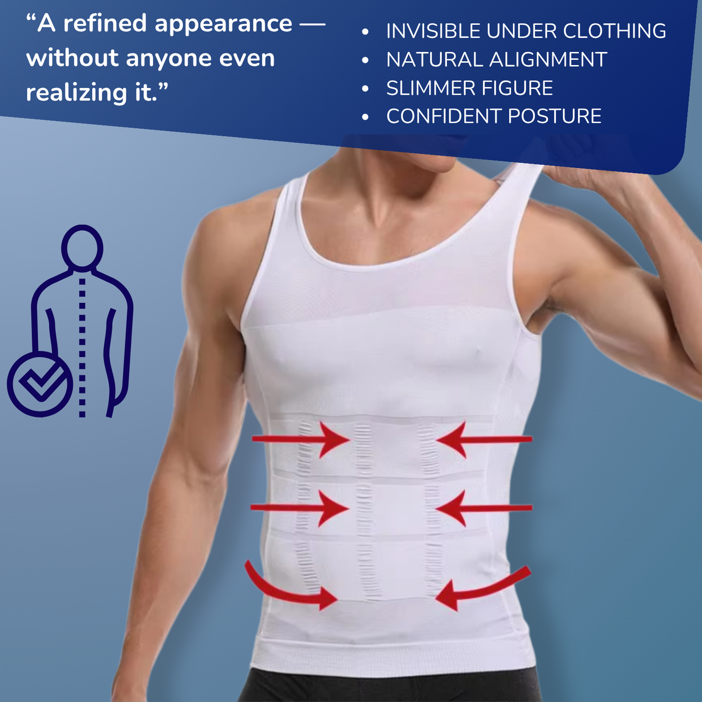 PerfectPosture - Korjaava Aluspaita - Hoikka ja Suora Ryhti - Miehet