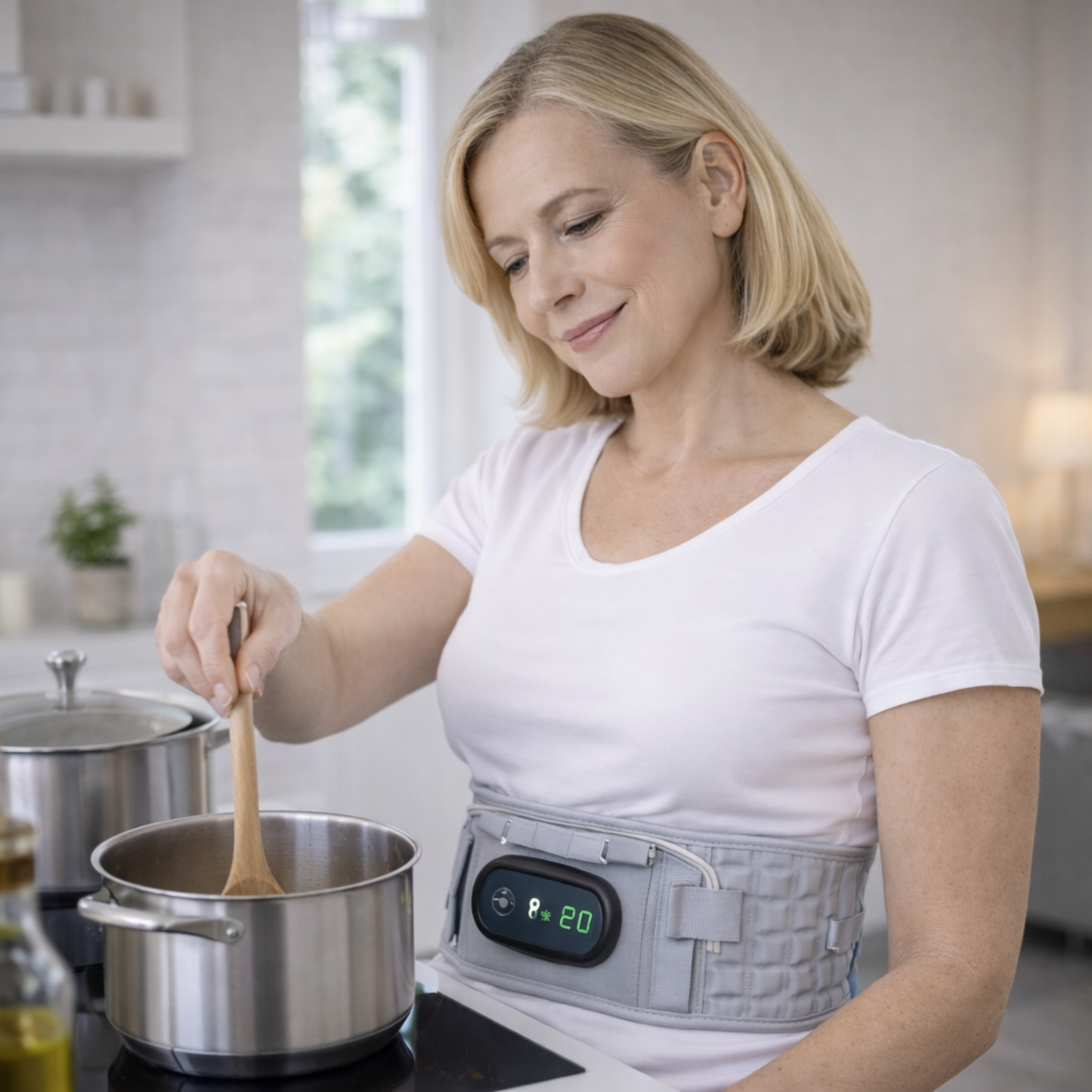 Smart decompression belt with infrared heating and massage that supports recovery, relaxation, and everyday back stability.