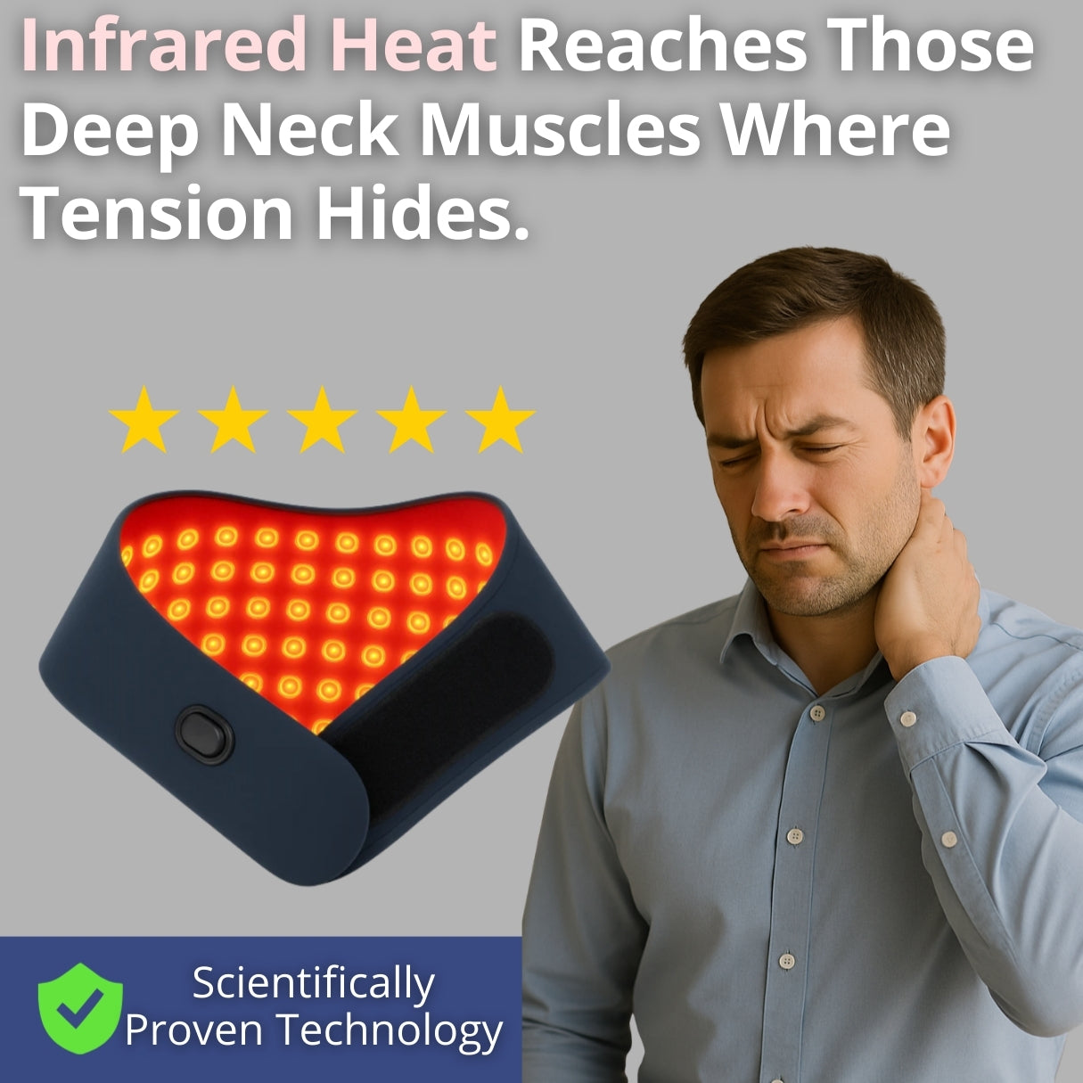 Infrapunakaulatuen niskakivulle ja jäykkyydelle. Tutustu lämmitettyyn kaulatueseen, joka tarjoaa syvää infrapunalämpöä kireille lihaksille ja hartiakivulle. Dutch Posture -mukavuutta ja päivittäistä tukea.
