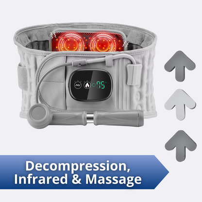 Premium decompression support combining lift, warmth, and massage for enhanced mobility and back comfort.