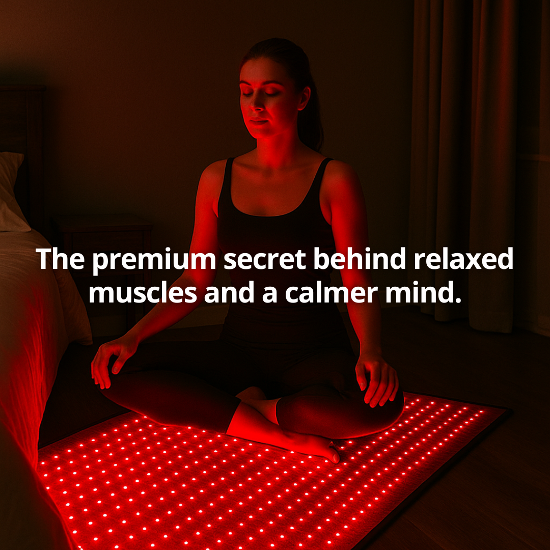 Large infrared therapy mat by DutchPosture. Full body far infrared heat for deep relaxation, muscle recovery and daily wellness.