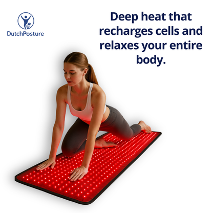 Large infrared therapy mat by DutchPosture. Full body far infrared heat mat for deep relaxation, muscle recovery and daily wellness support at home.