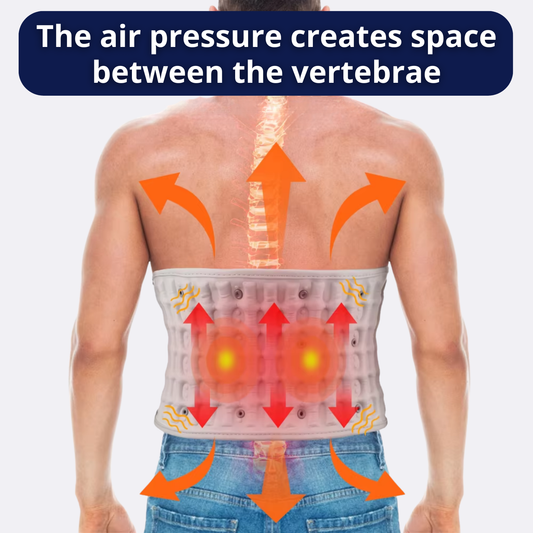 Dutchposture Decompression brace with infrared heat and massage that gently lifts the lower back, helping reduce pressure and support daily comfort.