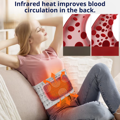 Infrared heated decompression brace designed to support posture, reduce stiffness, and provide soothing back relaxation.