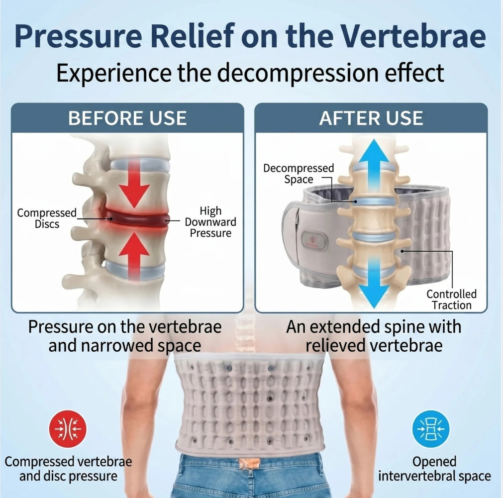 Lower Back Decompression Belt + InfraRed Heating & Massage