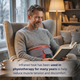 DutchPosture infrared therapy brace for lower back pain relief at home, designed for people searching “what to do for back pain”.