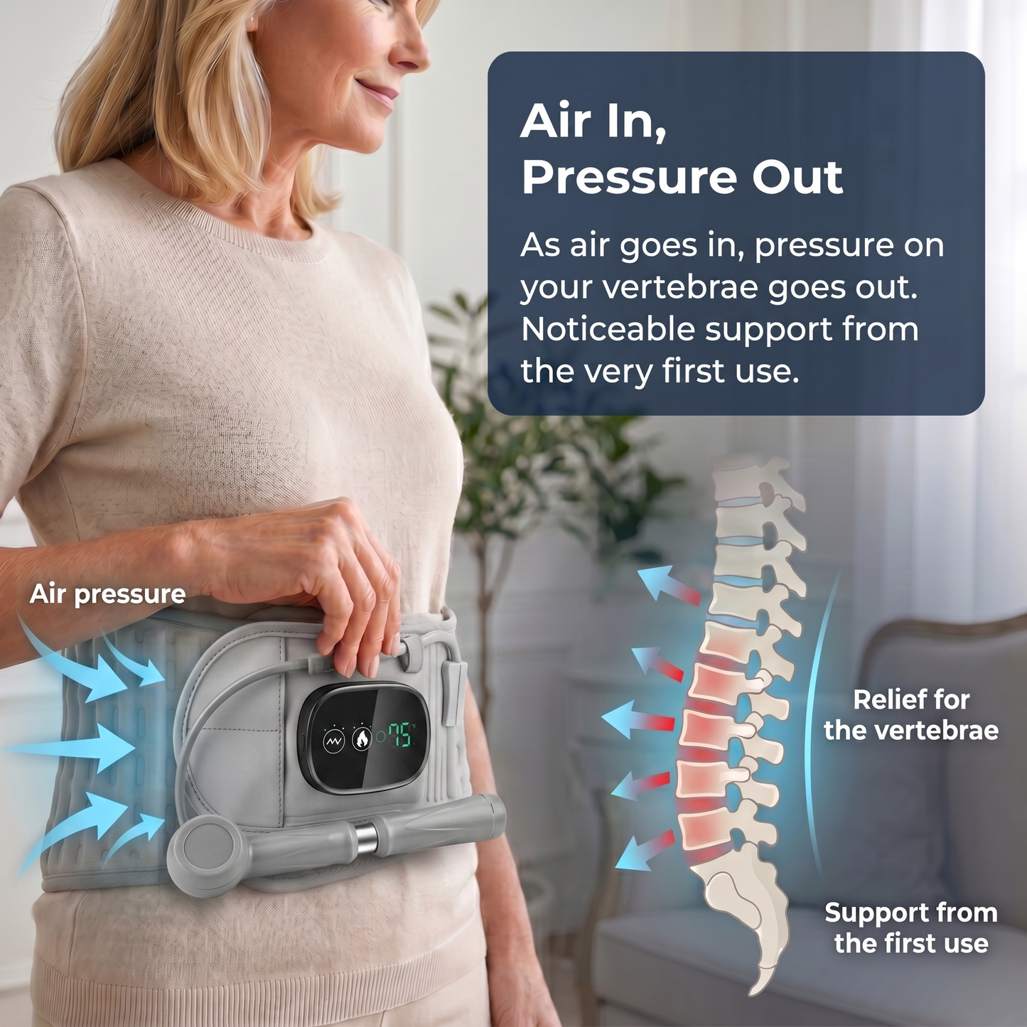 Lower Back Decompression Belt + InfraRed Heating & Massage