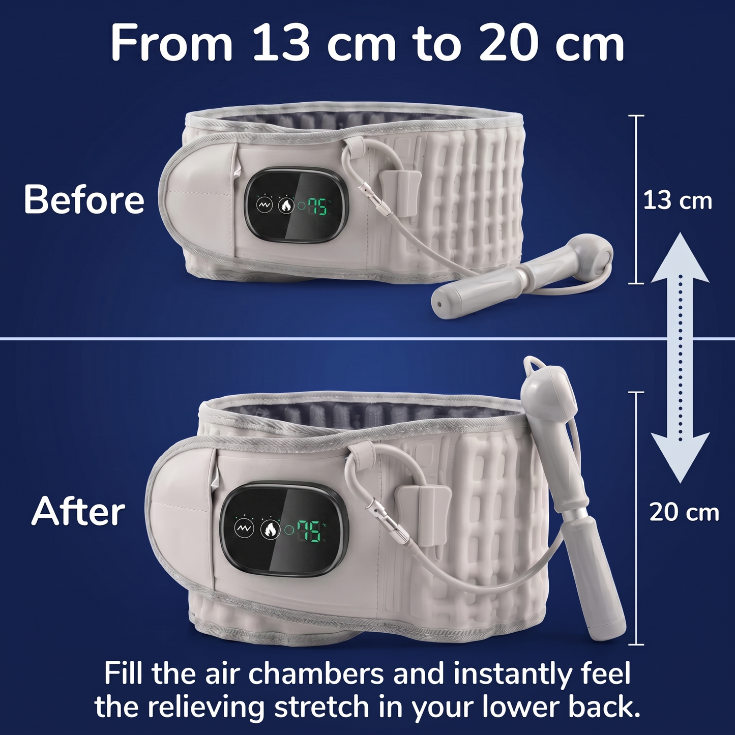 Lower Back Decompression Belt + InfraRed Heating & Massage