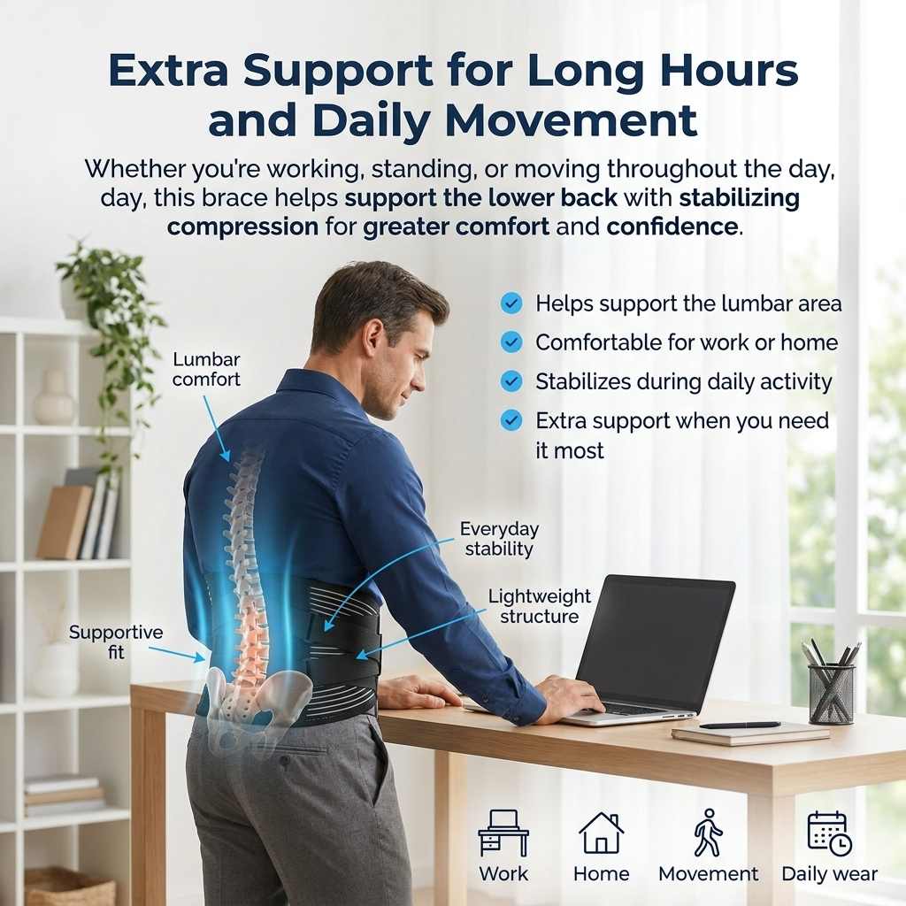 A comfortable lower-back brace made for extra support without feeling too restrictive.